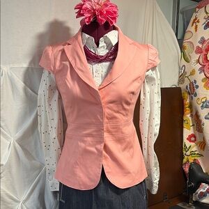 New York & Company Pink Blazer with Cap Sleeves